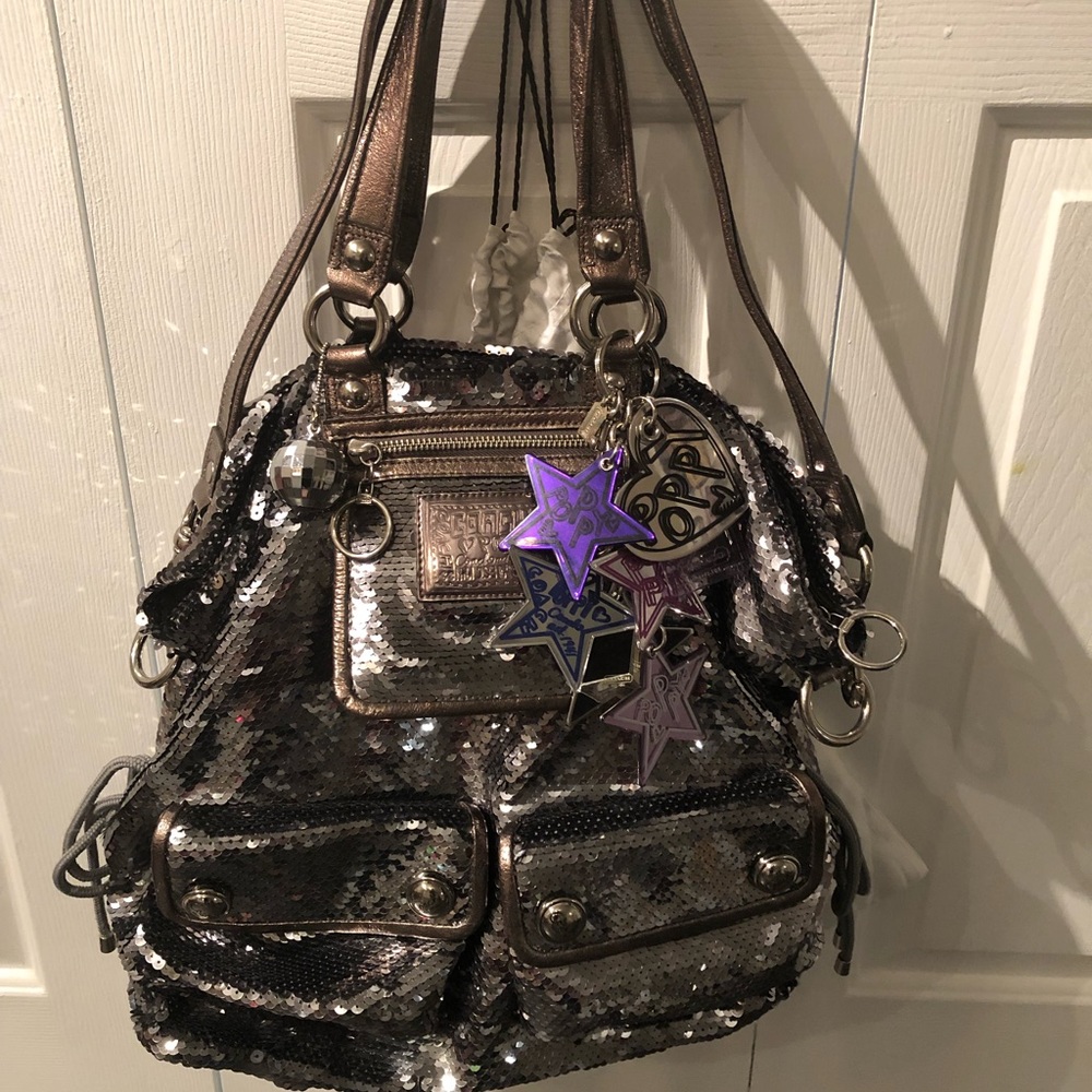 Very Rare XL Coach Sequin Poppy Purse Bonus Charm